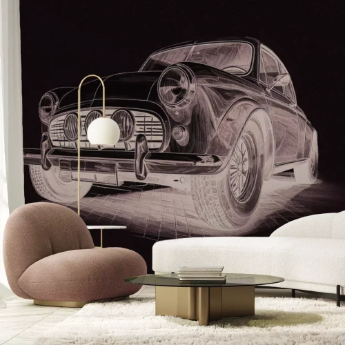 Fotobehang Een tekening van een klassieke oldtimer