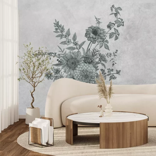 Fotobehang Een compositie van wilde bloemen uit de weide