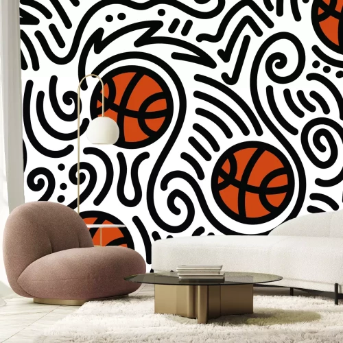 Fotobehang Een tekening met een basketbalmotief