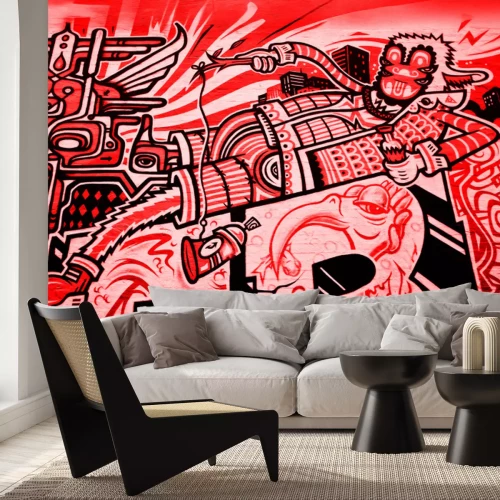 Fotobehang Abstract silhouet van een basketbalspeler in beweging