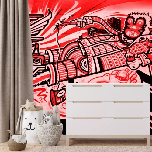 Fotobehang Abstract silhouet van een basketbalspeler in beweging