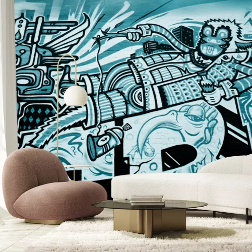 Fotobehang Graffiti met abstracte atleten