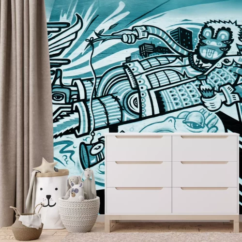 Fotobehang Graffiti met abstracte atleten