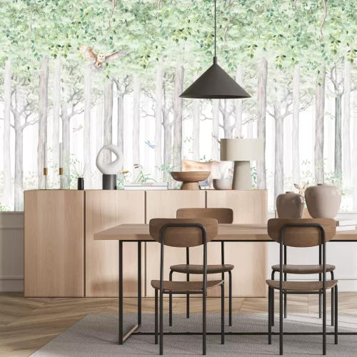 Fotobehang Bosvegetatie met herten en reeën