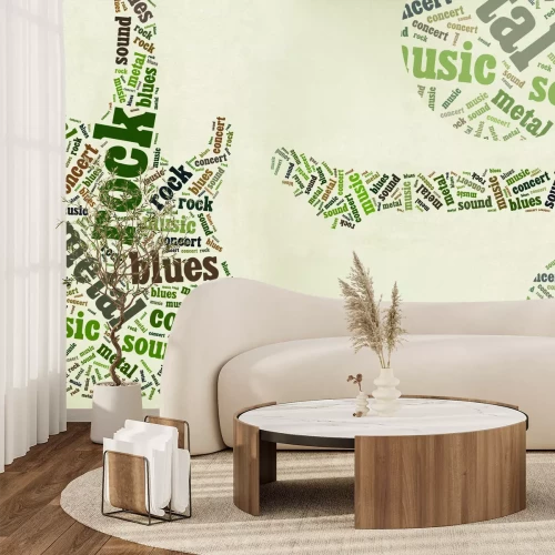 Fotobehang Abstracte groene gitaar met inscripties