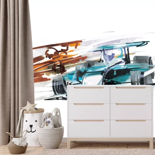 Fotobehang Aquarel sportwagens