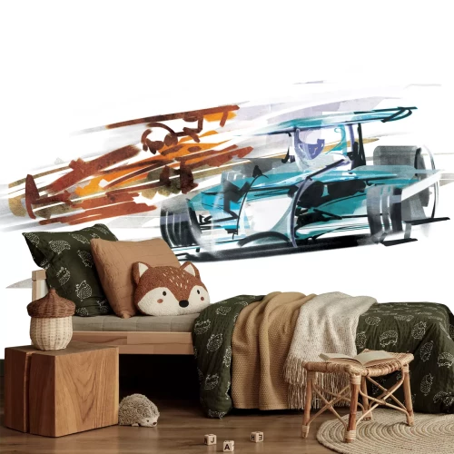 Fotobehang Aquarel sportwagens