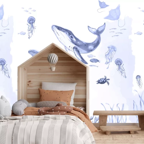 Fotobehang Walvis en kwallen in een zeegezicht