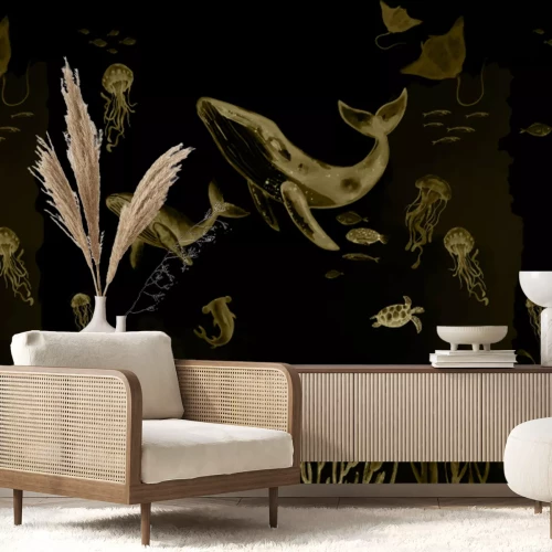 Fotobehang Walvis en kwallen in een zeegezicht