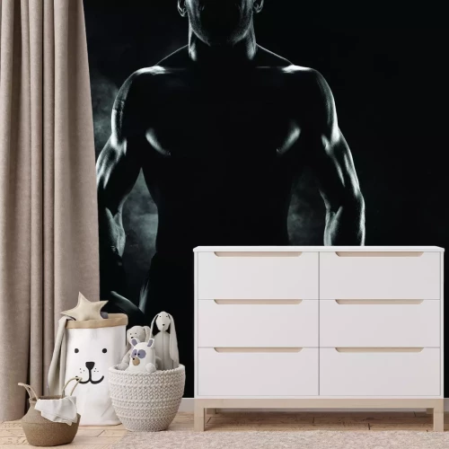 Fotobehang Atleet met handschoenen tijdens de training