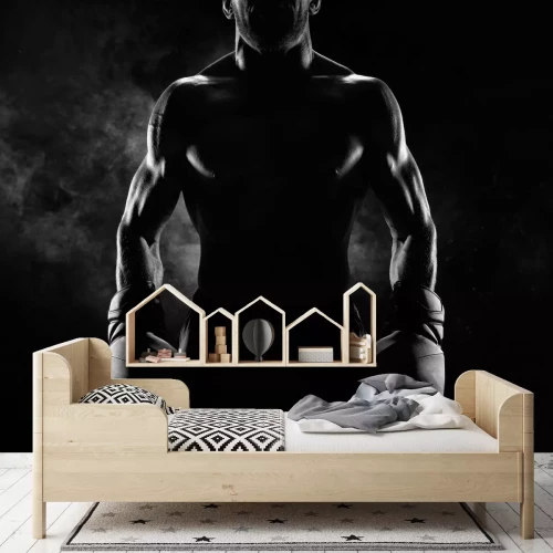 Fotobehang Atleet met handschoenen tijdens de training