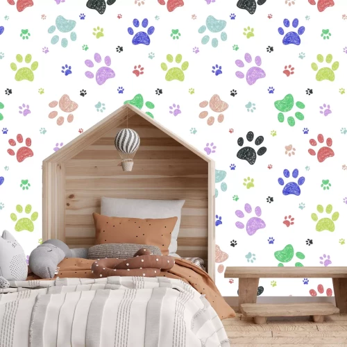 Fotobehang Decoratief patroon met hondenpoten