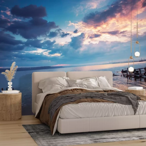 Fotobehang Wolken über dem See