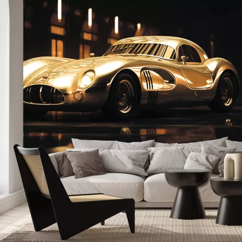 Fotobehang Een klassieke auto in het licht van het licht