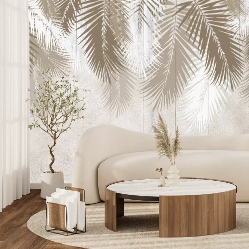 Fotobehang Monochrome palmbladeren