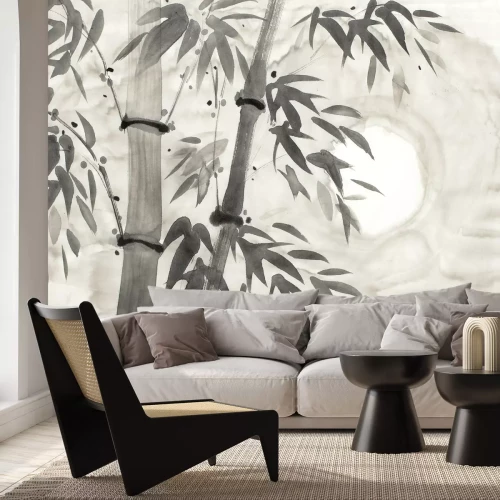 Fotobehang Botanisch patroon van bamboetakjes