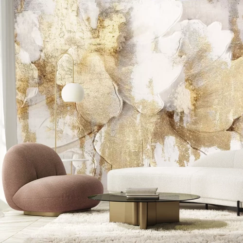 Fotobehang Witte bloemen industriële stijl