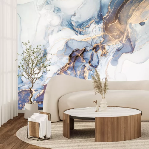 Fotobehang Marmer in tinten blauw en lichtblauw