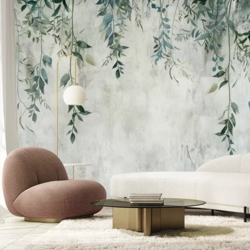 Fotobehang Bladeren hangen erboven