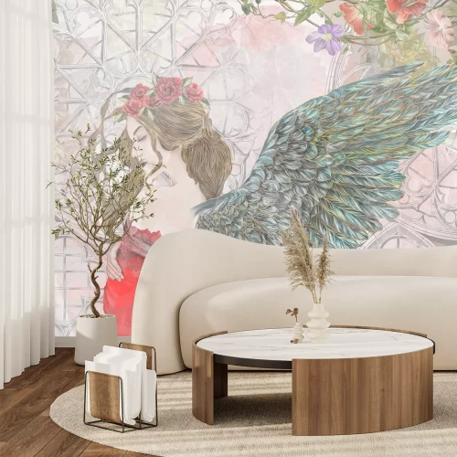 Fotobehang Vrouw met engelenvleugels in gotische stijl