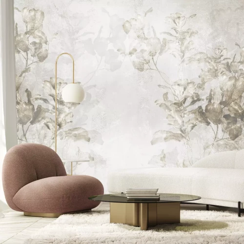 Fotobehang Botanische bladeren op een grijze achtergrond