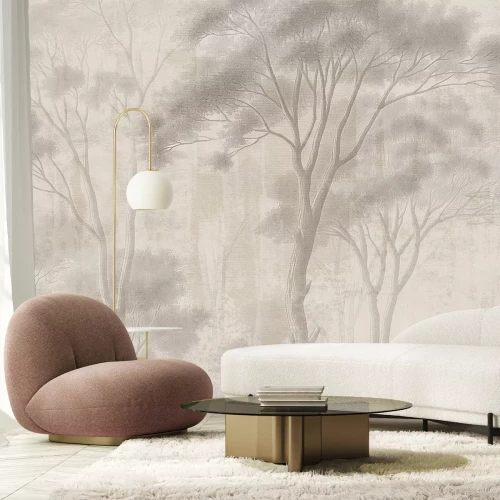 Fotobehang Boslandschap in zacht licht