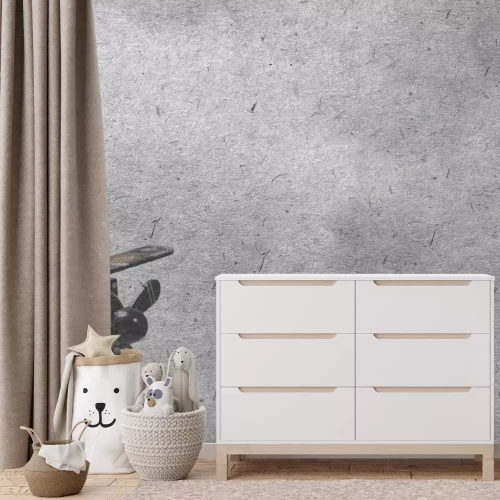 Fotobehang Houten model van een vliegtuig op de achtergrond