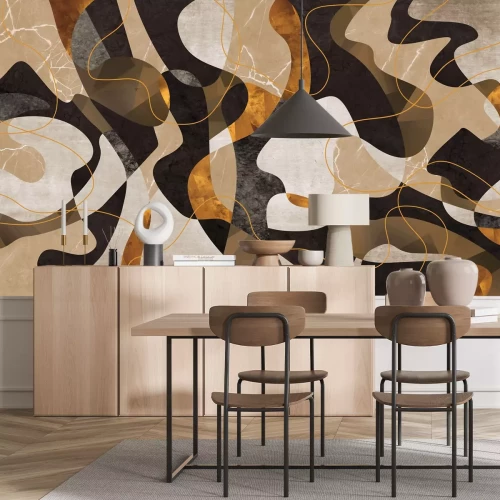 Fotobehang Abstracte golven op marmer