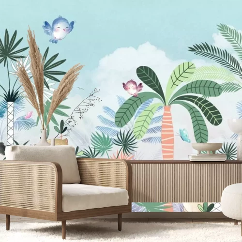 Fotobehang Junglelandschap met dieren voor kinderen