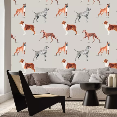 Fotobehang Honden in aquarelstijl