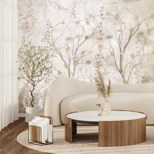 Fotobehang Een schilderachtig landschap van planten en bloemen