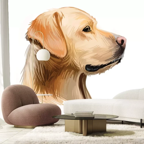 Fotobehang Aquarelportret van een golden retriever