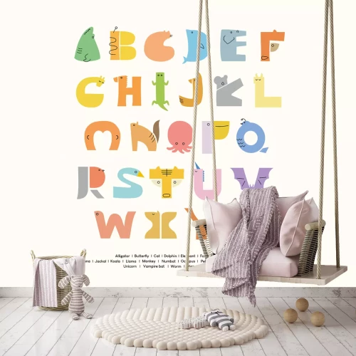 Fotobehang Educatief patroon voor kinderen met dierenalfabet