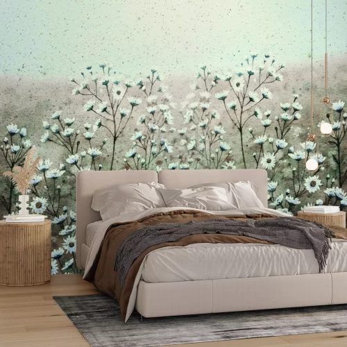 Fotobehang Aquarelweide met bloemen