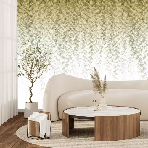 Fotobehang Bruine wijnranken en hangende bladeren