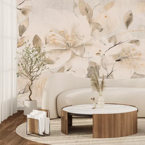 Fotobehang Een bloem in een beige kleurenpalet