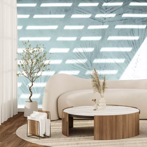 Fotobehang Schaduw van palmbomen op een witte achtergrond