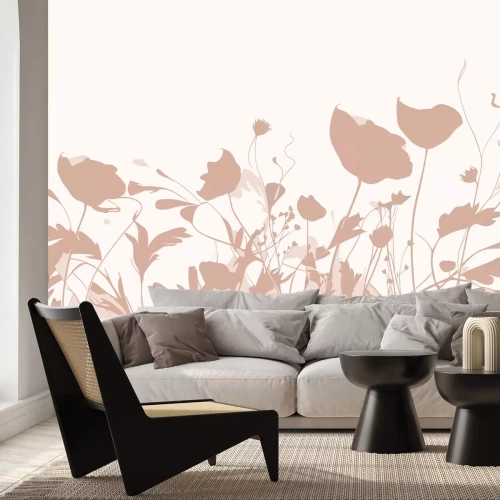 Fotobehang Geschilderde weide in tinten beige en groen