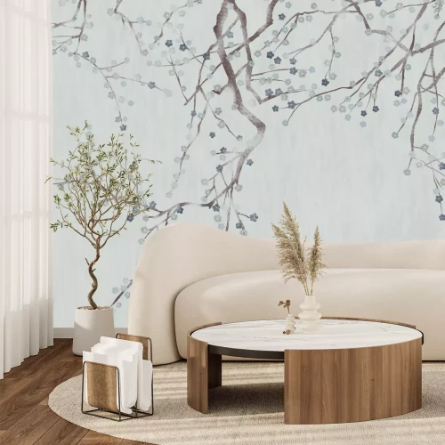 Fotobehang Delicate takken met kersenbloesem