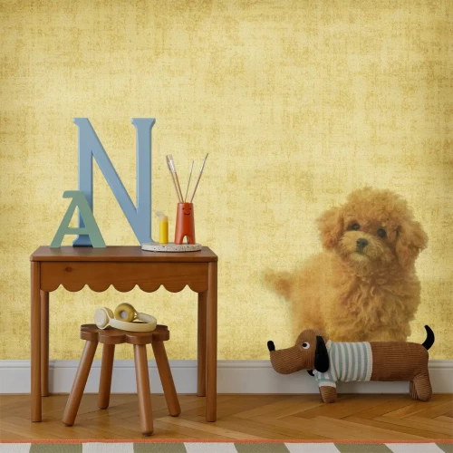 Fotobehang Poedel op een vintage textuurachtergrond