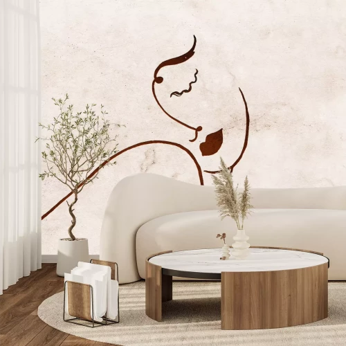 Fotobehang Portret van een vrouw getekend op beton