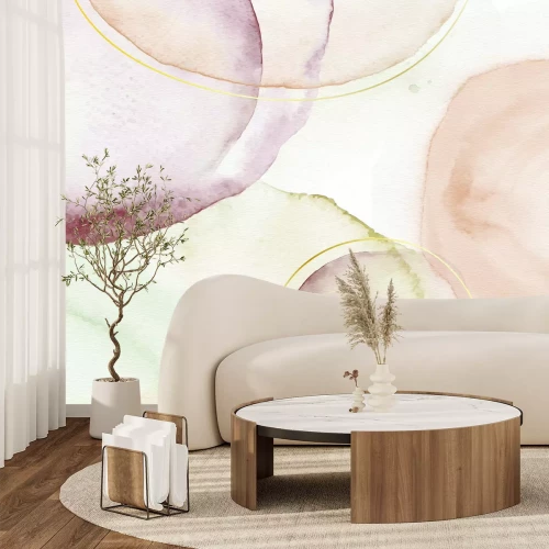 Fotobehang Fijne, lichte verfstrepen in een artistieke stijl