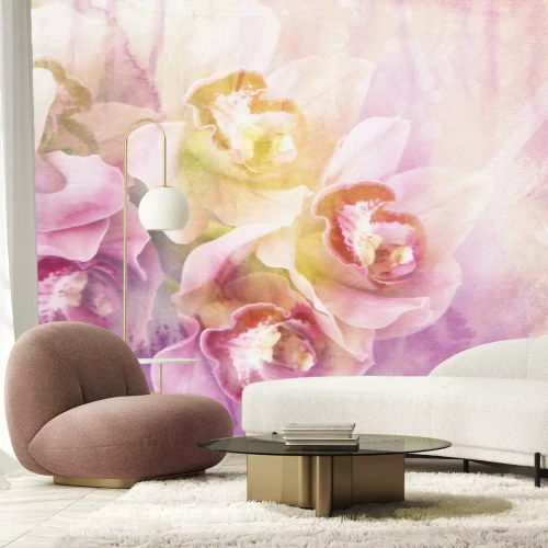 Fotobehang Een artistiek geschilderde orchidee in roze