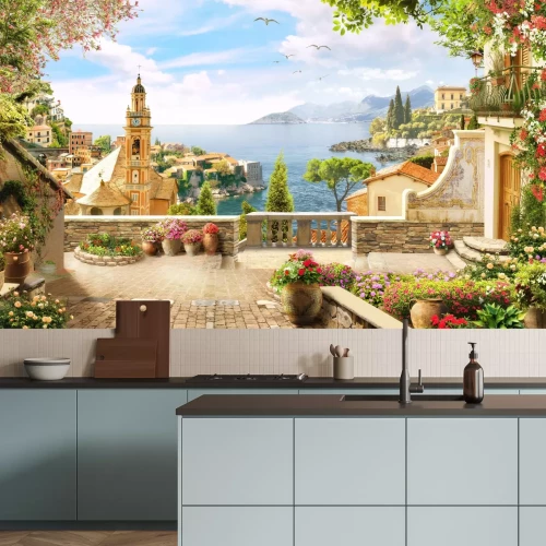 Fotobehang Zeegezicht in Italië met architectuur