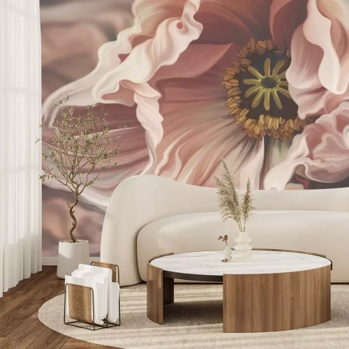 Fotobehang Een close-up van een roze tulp