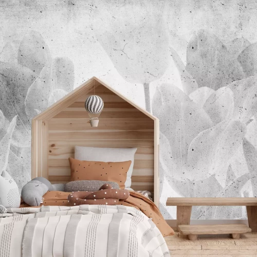 Fotobehang Monochromatische tulpen op ruw beton