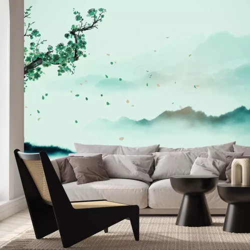 Fotobehang Aziatische kersenbloesemboom