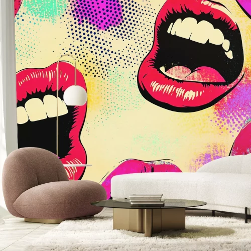 Fotobehang Pop-artpatroon met vrouwelijke lippen