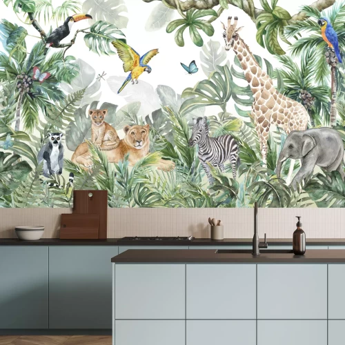 Fotobehang Een jungle vol wilde dieren
