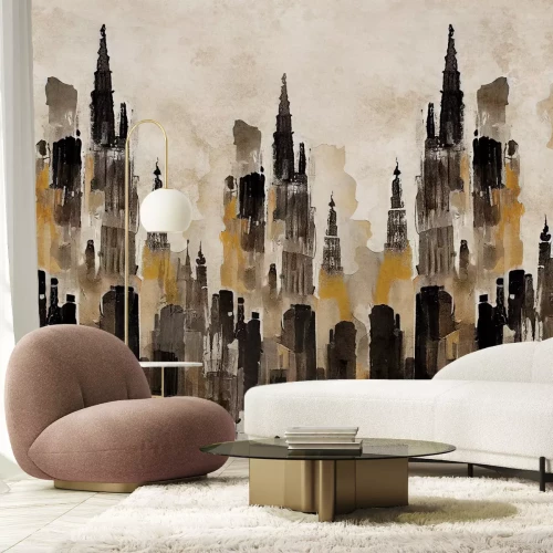 Fotobehang Aquarel artistiek panorama van New York